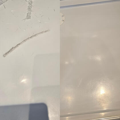 Before and after picture of ceramic sink crack repaired in reading