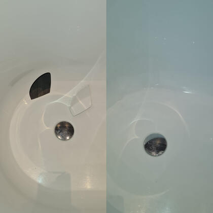 Before and after picture of ceramic sink hole repair in reading