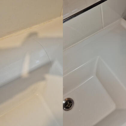 Before and after picture of porcelain sink crack repaired in reading